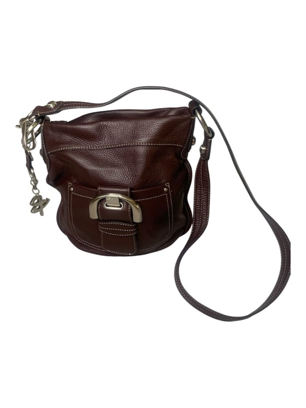 B.Makowsky Deep Brown Leather Crossbody Bag